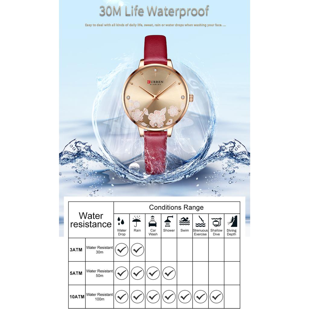 Женские кварцевые часы CURREN, женские модные аналоговые наручные часы, водонепроницаемые женские часы 3ATM с