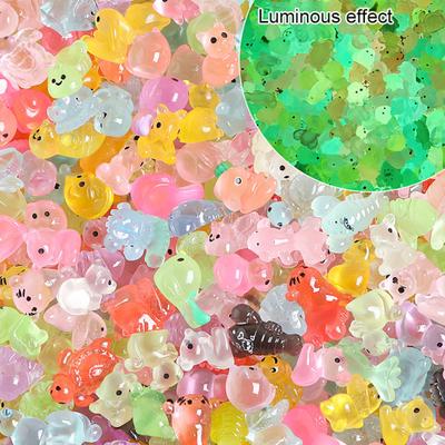 50/100 шт. миниатюрные фигурки животных из смолы, светящиеся в темноте, крошечный медведь, кролик, рыба, украшение, микроландшафт для сада, аквариума, кукольного домика, офиса, дома