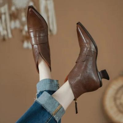 Alien Folkel Ботильоны Женские Модные С Острым Носком Панельные Задняя Молния Противоскользящие Износостойкие