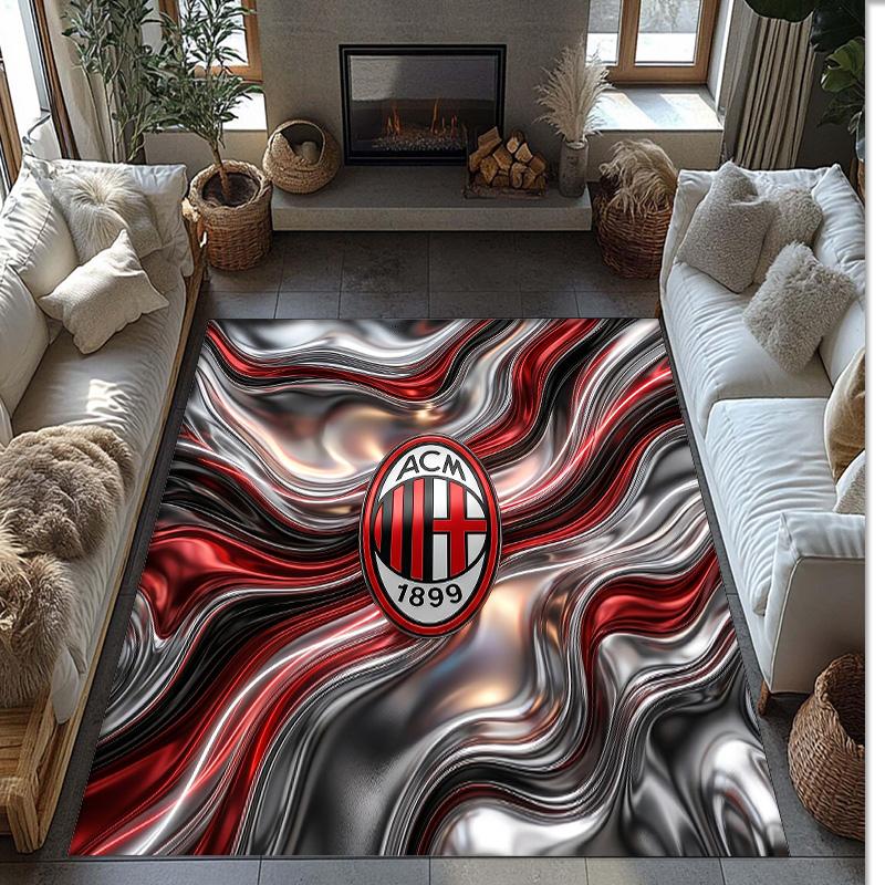 Фланелевый ковер с принтом AC Milan, нескользящий, мягкий, из полиэстера, для пола, декоративный коврик для спальни, гостиной, дивана, игровой комнаты, домашний декор