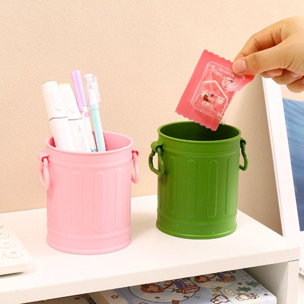 Plastic Pen Holder Cute Stationery Storage Box Portable Pen Bucket Office