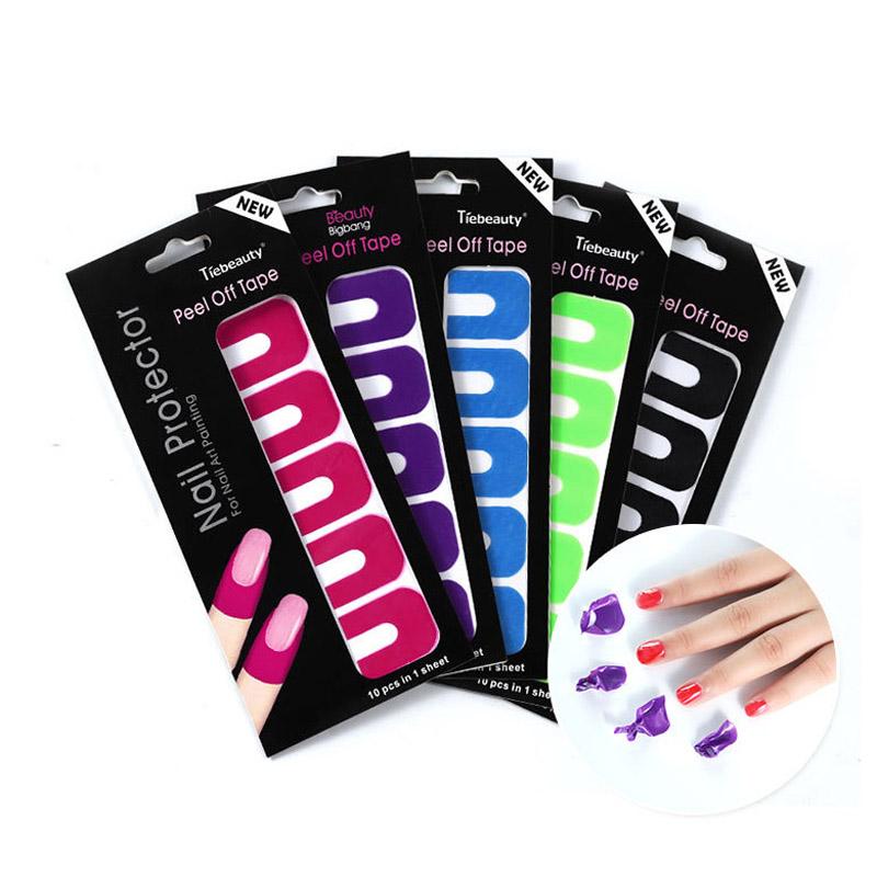 10 шт./лист защитных наклеек для лака для ногтей, держатель для инструментов, креативный U-образный, водонепроницаемый, прочный, чехол для пальцев маникюрного инструмента