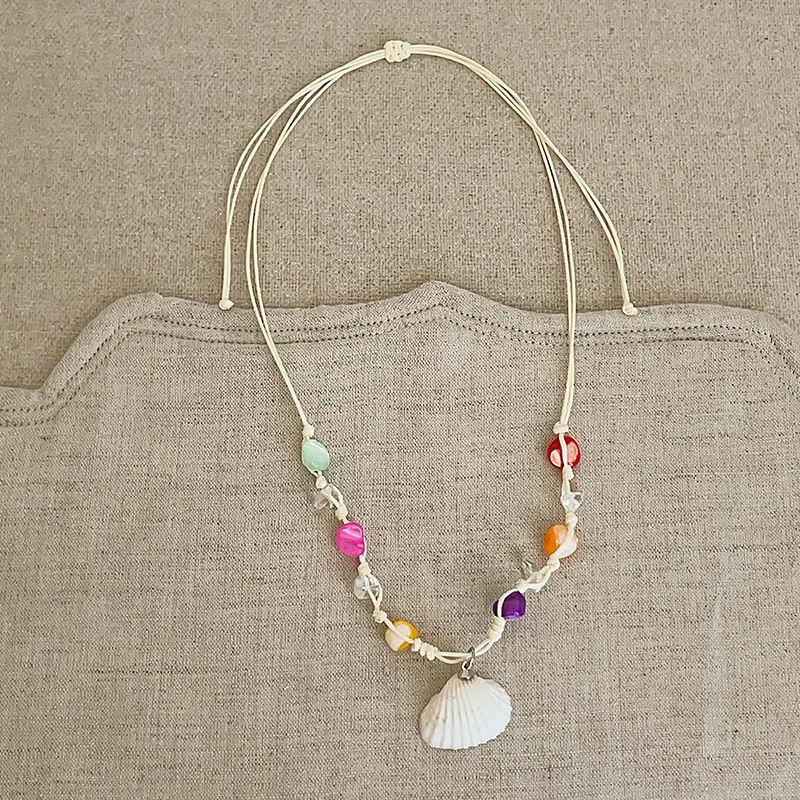 Вощеный шнур, ракушка морской звезды, жемчужное ожерелье, морской отдых, ожерелье-чокер, летнее свежее и милое, высококлассное ожерелье, женское