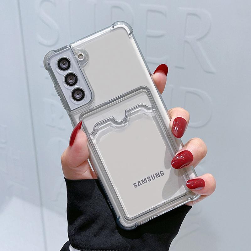 Shockproof Clear Card Slot Soft Silicone Case Cover For Samsung Galaxy S21 S20 Note 20 Ultra S10 Plus A32 A52 A72 A82
