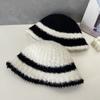 Полосатая осенне-зимняя шапка однотонная маленькая шапка в стиле ретро, универсальная, модная, плюшевая вязаная шапка, шляпа-ведро