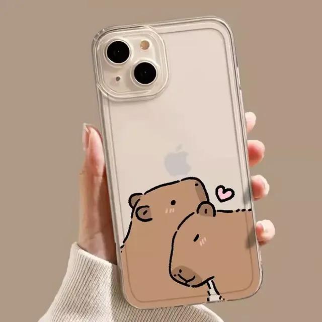Чехол для телефона с милым мультяшным капибарой для Iphone 12 13 11 14 15 Pro Max X XS MAX XR 7 8Plus SE2, мягкий чехол с забавной парой животных, чехлы