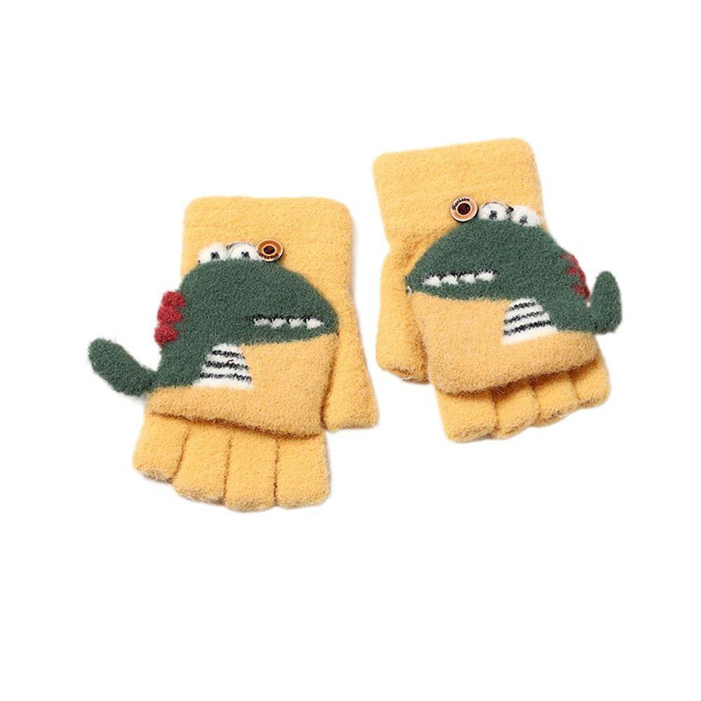 Вязаные варежки спицами Толстые варежки Милые перчатки без пальцев для мальчиков и девочек