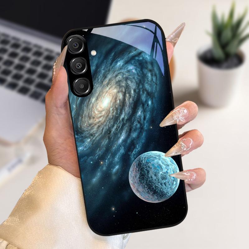 Модный Чехол Для Samsung A55 A56 Чехол A25 A26 Закаленное Стекло Чехол Для Телефона Для Galaxy A15 A35 A36 Жесткий PC Стекло Защитный Fundas