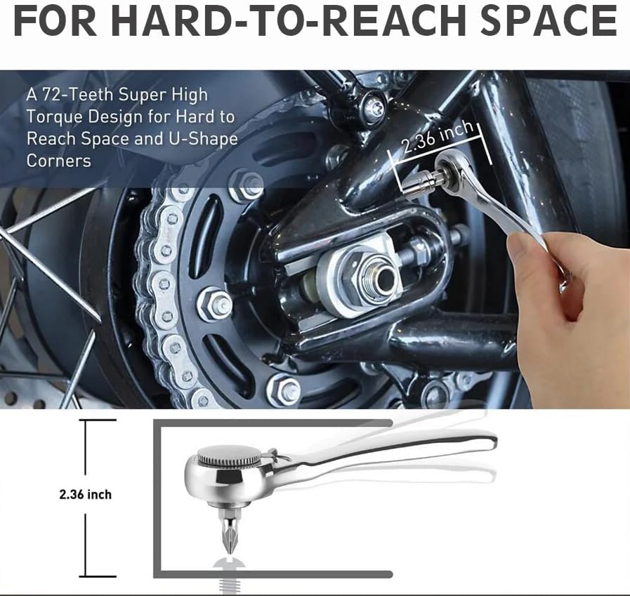 Набор мини-трещотки Bestgle с насадками, маленькой реверсивной трещоткой и кейсом для хранения для ремонта бытовой техники, 28 предметов, 72 зуба