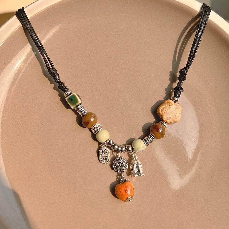 New Retro Feather Necklace, Ethnic Style, Layered Bead, Collarbone Chain, Long Bohemian Accessory