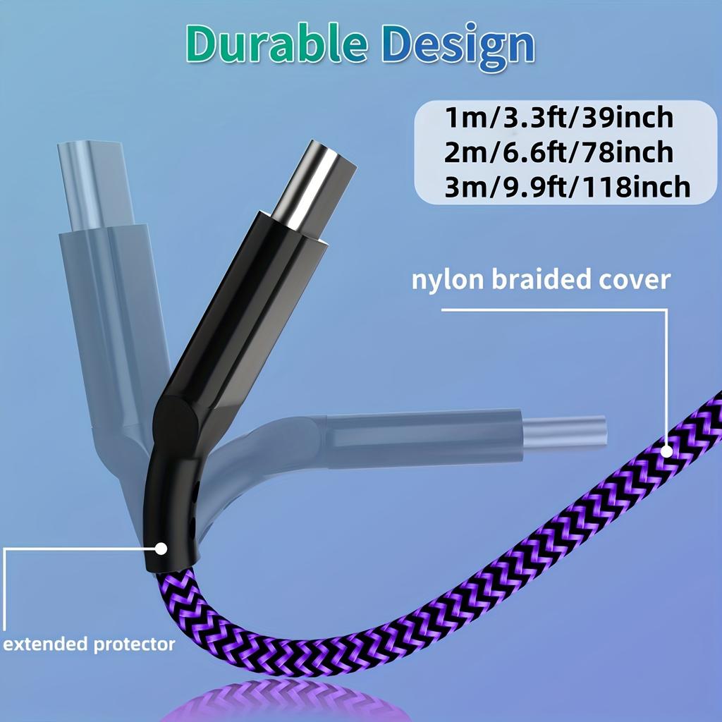 Быстрозарядный кабель USB-C в нейлоновой оплетке, Совместим с, Oneplus, Xiaomi, Особенности: Возможность синхронизации данных,