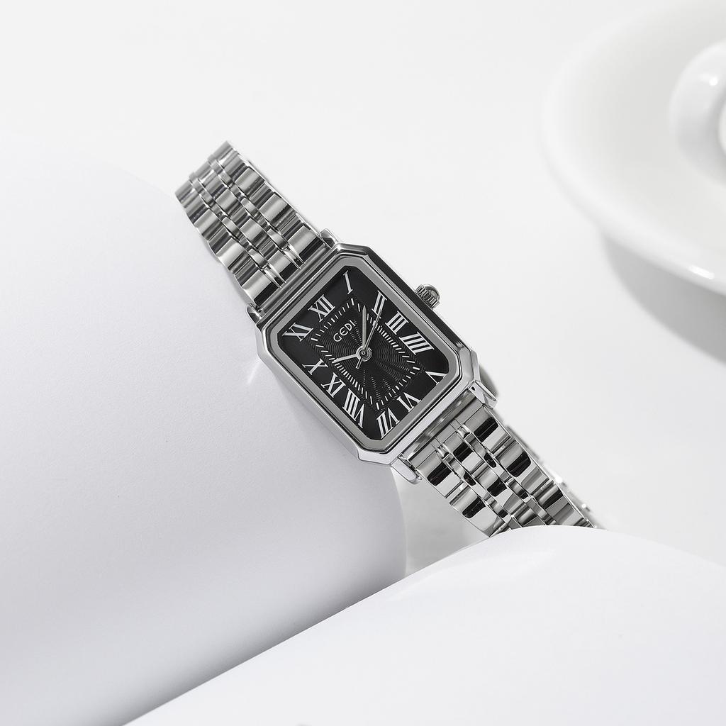 French Style Women'S Watch Simple Retro Square Stainless Steel Watch Quartz Steel Belt Women'S Watch