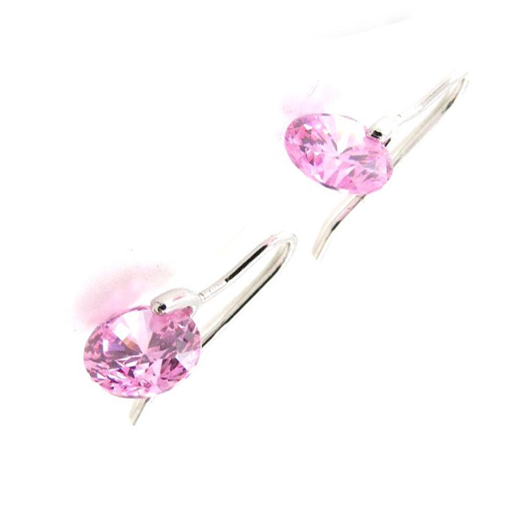 Les Trésors De Lily [I9837] - Silver Pink 'Crystal' Silver Earrings (rhodium-plated) - 7 Mm