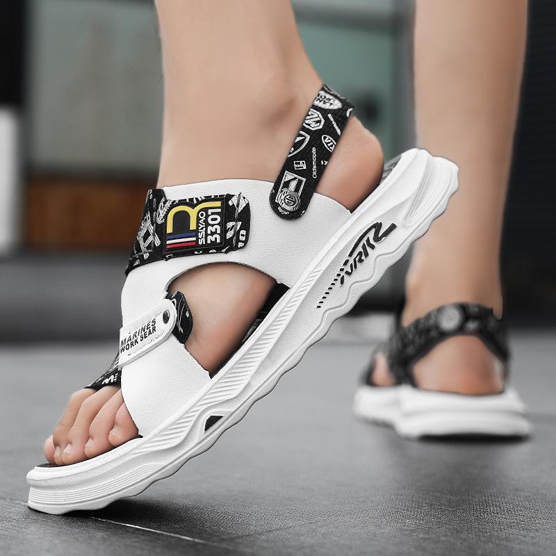 Мужские летние сандалии, нескользящие, двойного назначения, для вождения, повседневные, спортивные, на мягкой подошве, вьетнамские, для пляжа, крутые шлепанцы