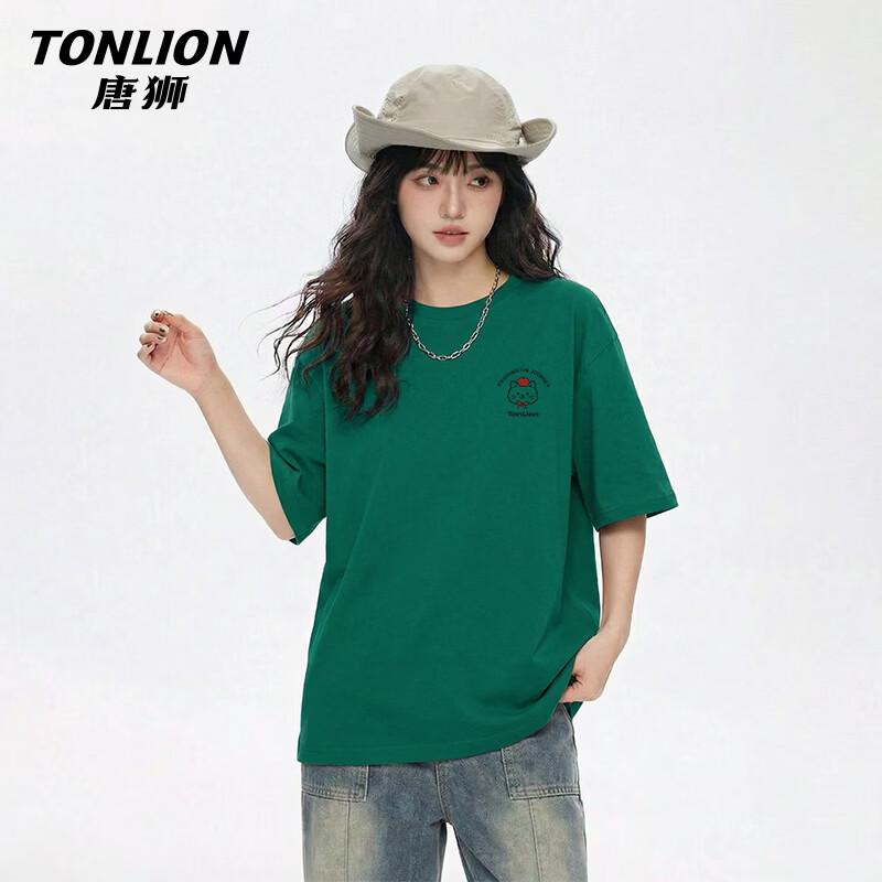 Женская хлопковая футболка TonLion свободного кроя с круглым вырезом и коротким рукавом