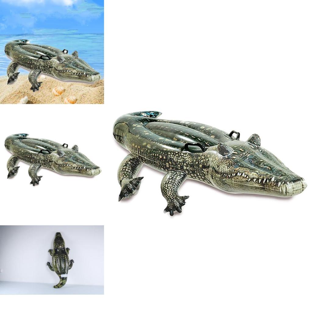 Большой надувной крокодил для плавания, надувной матрас для детей, зеленый ПВХ, кольцо-сиденье для серфинга, 155x80x31 см