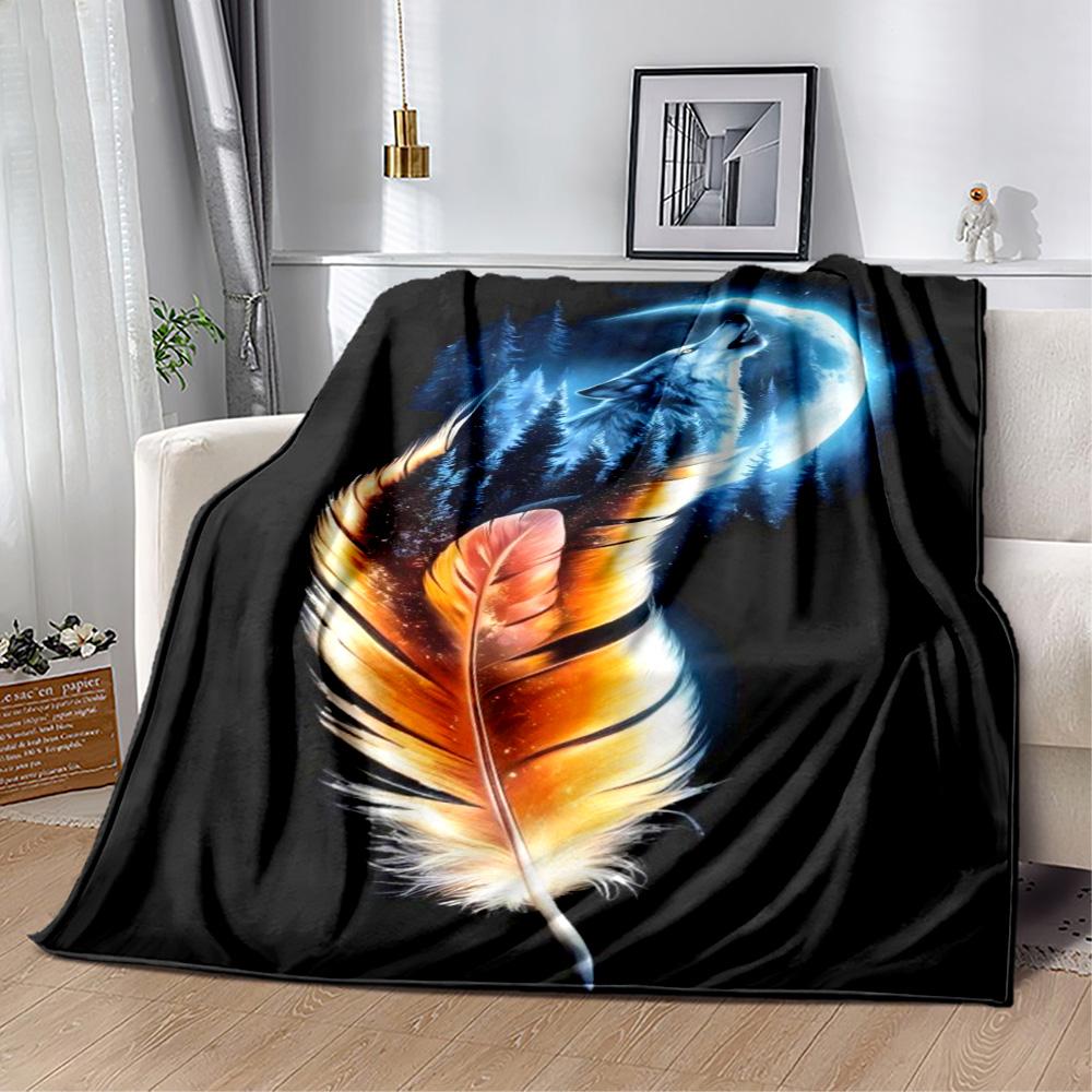 Wolf Moon Reflection Blanket,Suitable for sofas, offices, travel, living rooms, Gifts to relatives and friends, Blanket,Suitable for all seasons.