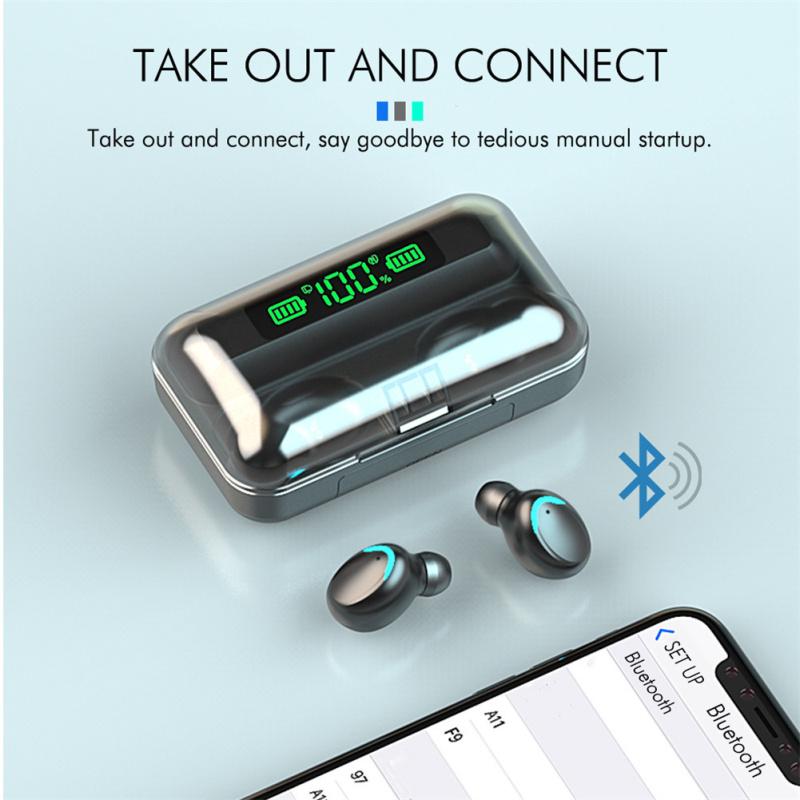 Беспроводные наушники F9 Bluetooth-совместимая гарнитура Водонепроницаемые наушники Tws Music Sports Earbuds Совместимость