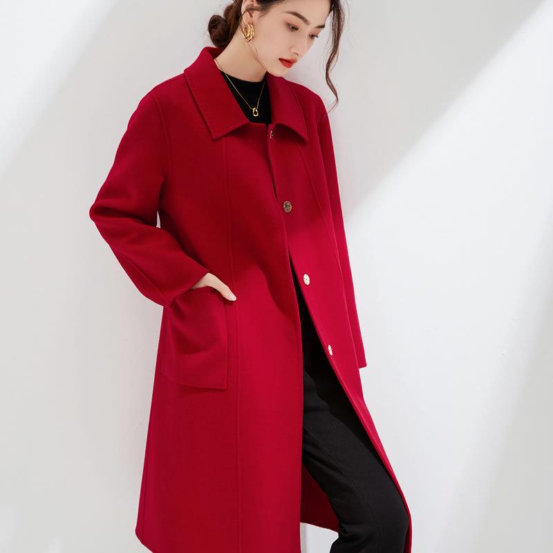Высококачественное приталенное двухстороннее шерстяное пальто - длинный кашемир для осени/зимы 2024 года, большой размер.