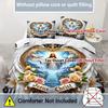 Wings Cross Angel Jesus Pattern 3D Printed Duvet Cover Set Sacred Dedication Luxury Quilt Cover Set Soft Comfortable Bedding Set