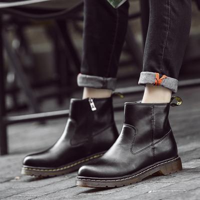 Парная обувь весна и осень мужские ботинки кожаные ботинки Мартин короткие голенища круглый носок полированные британский стиль челси короткие ботинки женская обувь тренд