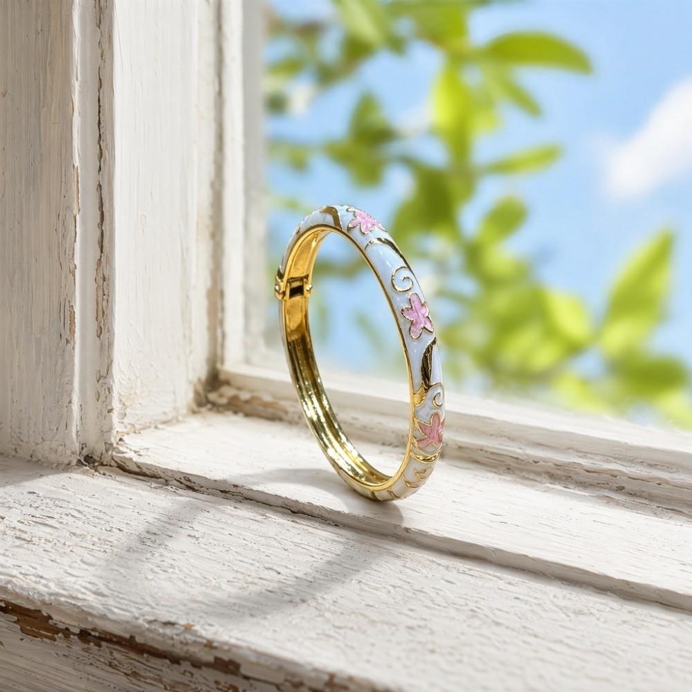 Enamel Floral Vintage Cloisonne Bangle Colorful Women's Hand Bracelet Chinese Flower Bangle Girls