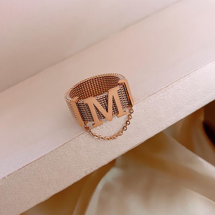 316L Stainless Steel Jewelry Europe and America New Letter Ring Party Jewelry Gift Men's Women's Titanium Steel Ring