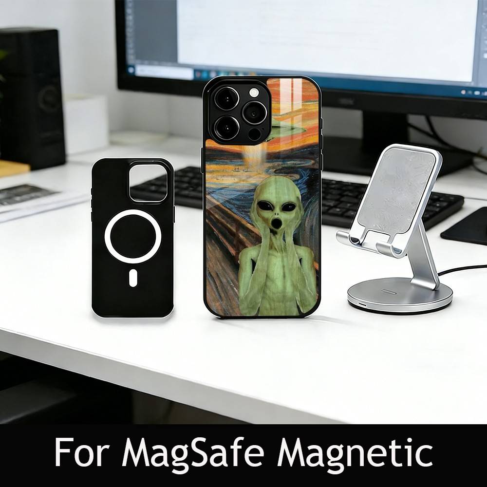 F-Смешной A-Инопланетный Чехол Для Телефона Для iPhone17,16,15,14,13,12,11 Plus,Pro Магнитный Для Magsafe Беспроводной Зарядки