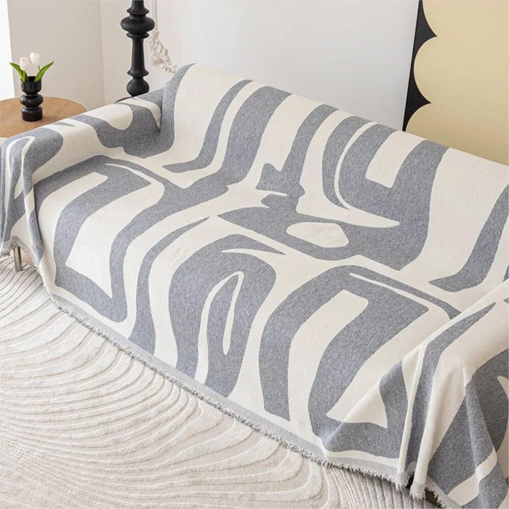 Black and White Chenille Sofa Cover for Living Room Towel Blanket Couch Cover Universal Anti-cat Scratch Sofa Slipcover