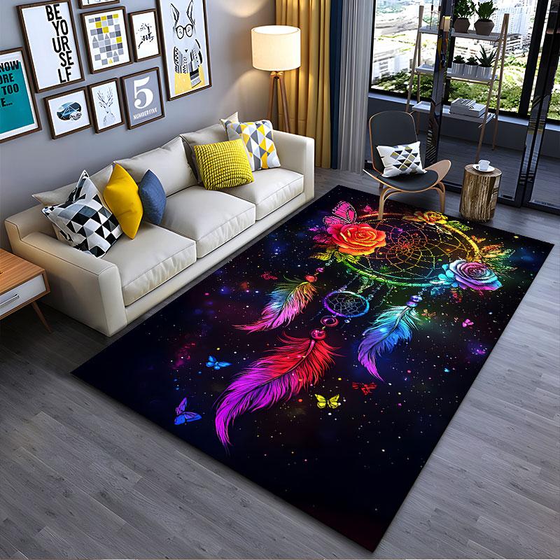 Dreamcatcher with Roses & Feathers suitable as a non-slip mat for the living room or bedroom sofa