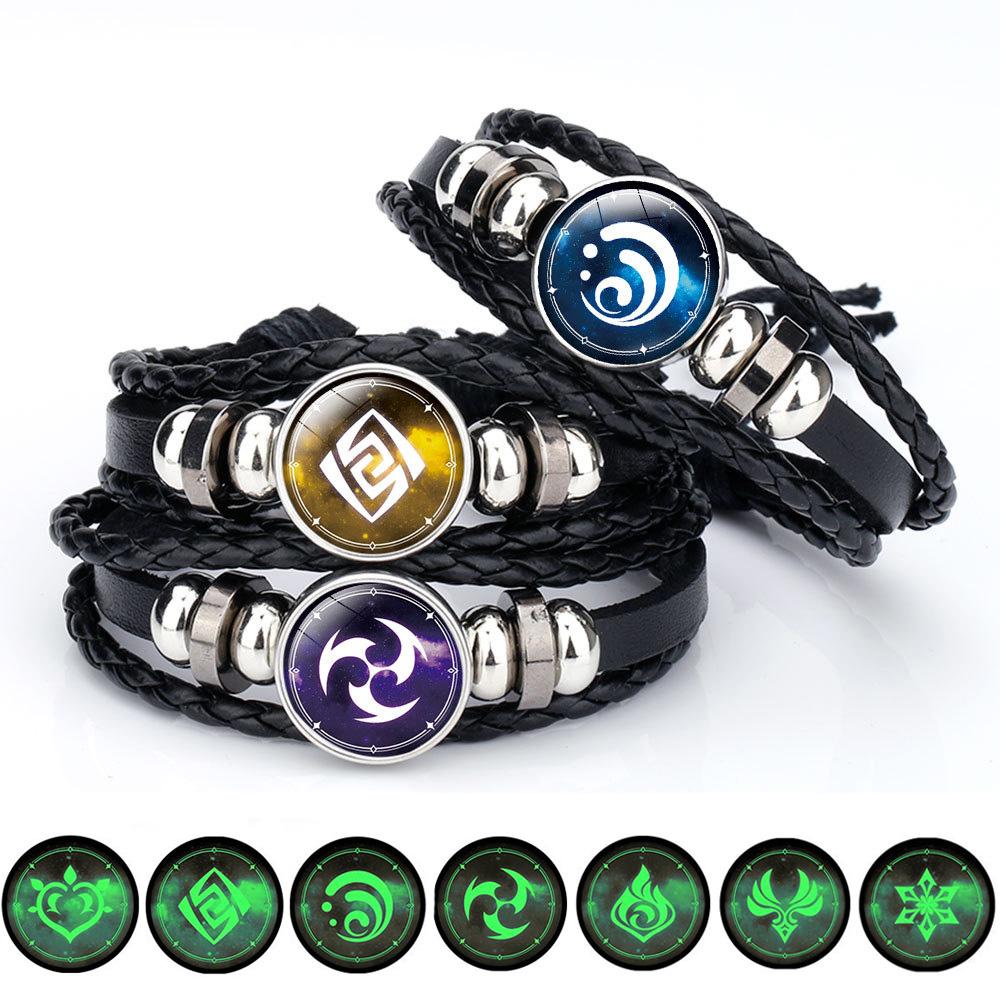 Trendy Unisex Weave Bracelets Gift Luminous Beads Eye of God Bracelets Jewelry Unisex Black Bracelet Leather