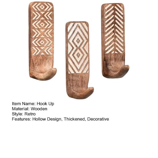 3 шт. Утолщенные настенные крючки из чистого дерева с металлическими усилениями Сверхпрочные вешалки для пальто и рюкзаков Домашний декор