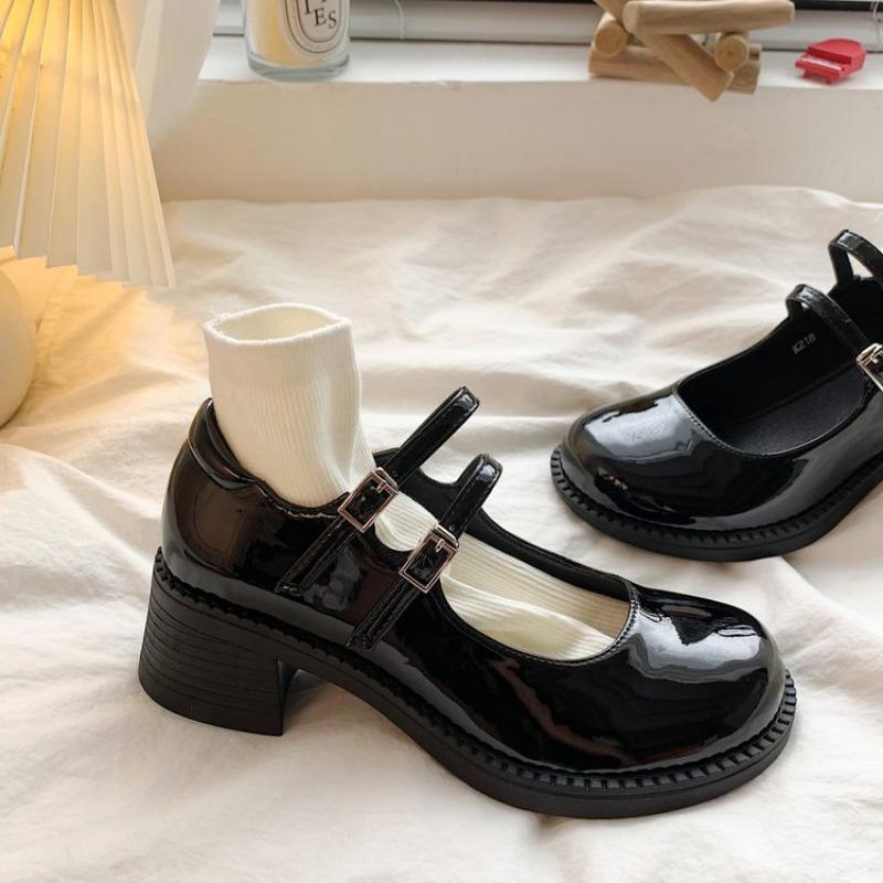Мода 2024 черный Женские туфли на высоком каблуке летние мокасины Модные криперы женские лоферы Женские туфли на платформе из искусственной кожи туфли мэри джейн