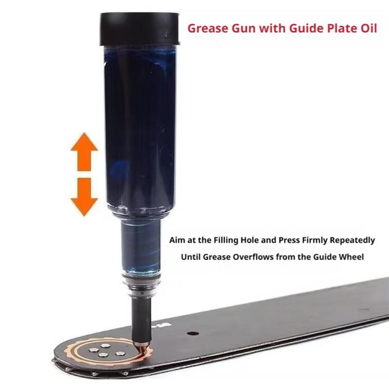 Chainsaw Guide Bar Grease Gun Hand Push Oiler Transparent Lubrication Pen for Chain Saw Nose Plate Maintenance Hand Tools