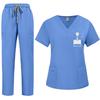 Unisex Solid Color Summer Scrub Suit Set for Doctors and Nurses