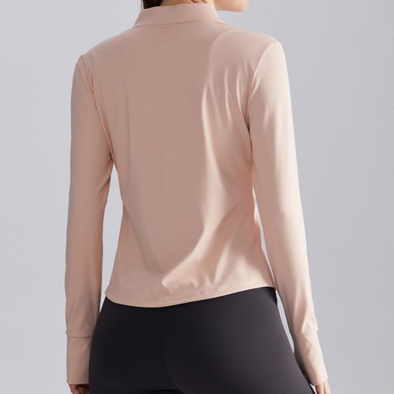 Yoga Wear Zipper Jacket Women's Slim Stand Collar Waist Fitness Running Sports Jacket