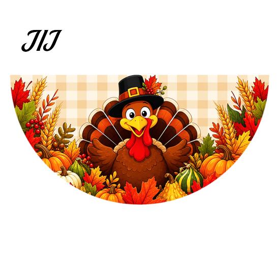 Blue White Pumpkin Decor Fall Bunting Fan Flag for Outside, 1.5 x 3ft Turkey Maple Festive Porch Accents Leaf Pattern Hanging Banner, Thanksgiving