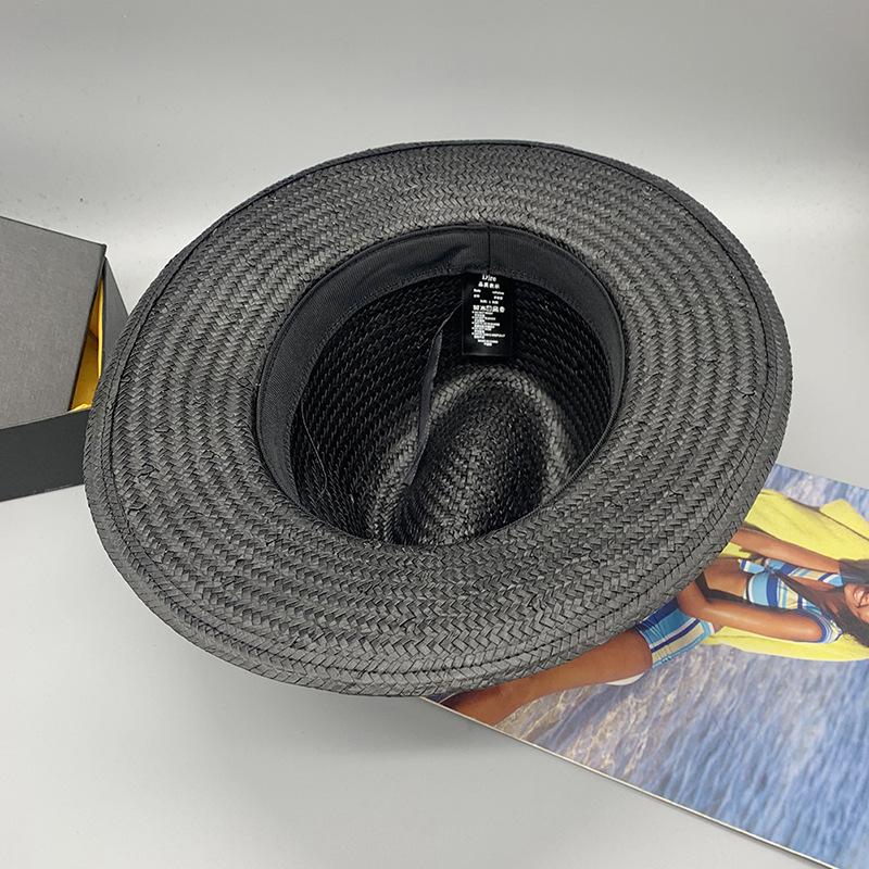 Eay Eight - Point Hand - Woven Straw Top Hat for Travel, Feather Jazz Style
