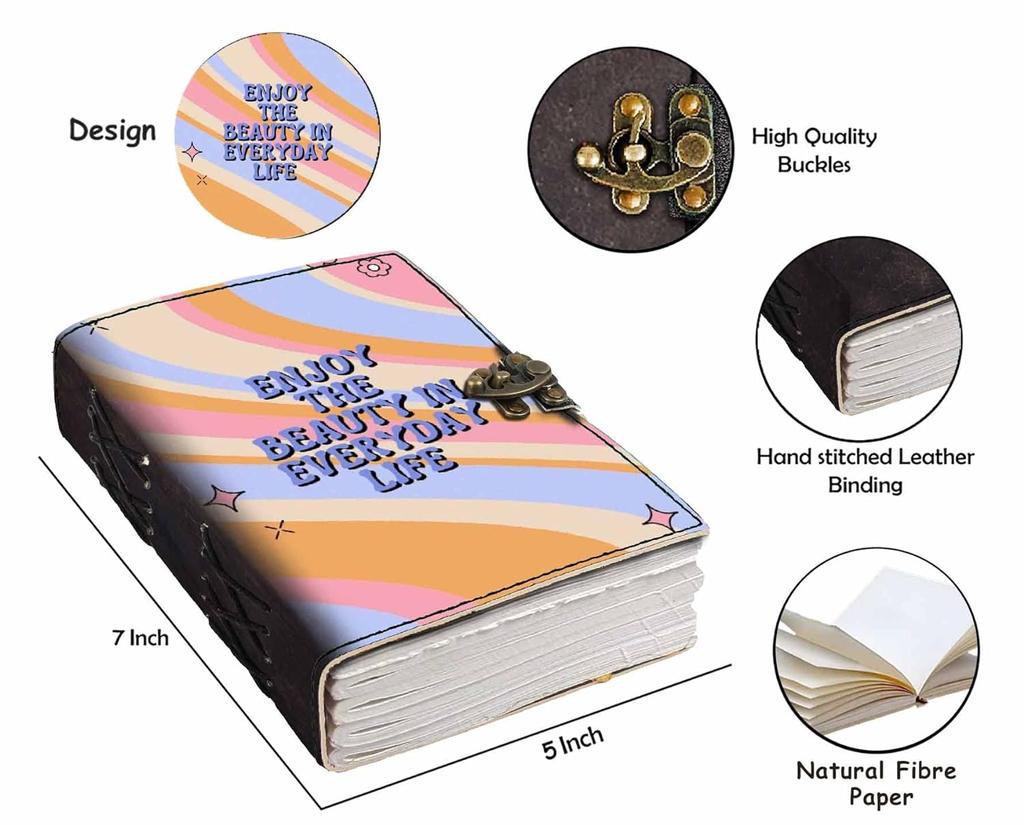 Leather Enjoy the Beauty In Everyday Life Printed Blank Pages Journal Diary for Personal & Office Use