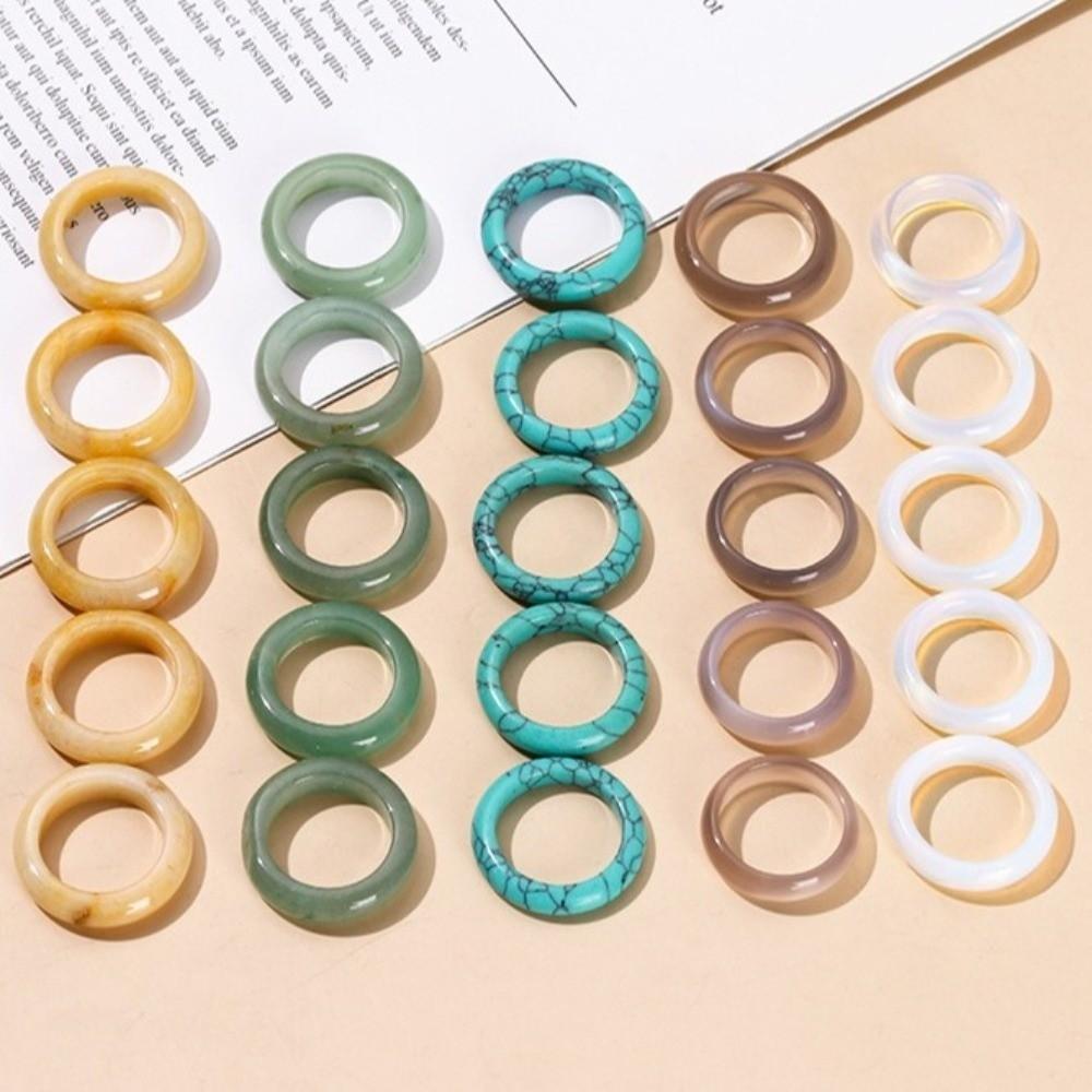 Natural Crystal Minimalist Ring Obsidian Stone Jewelry Finger Ring Crystal Stone Band Rings Gift