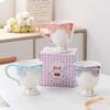 Японская керамическая чашка для мороженого с бантом, девчачье сердце, на высокой ножке, десертная чашка, дизайн с высокой ценностью, нишевая подарочная чашка