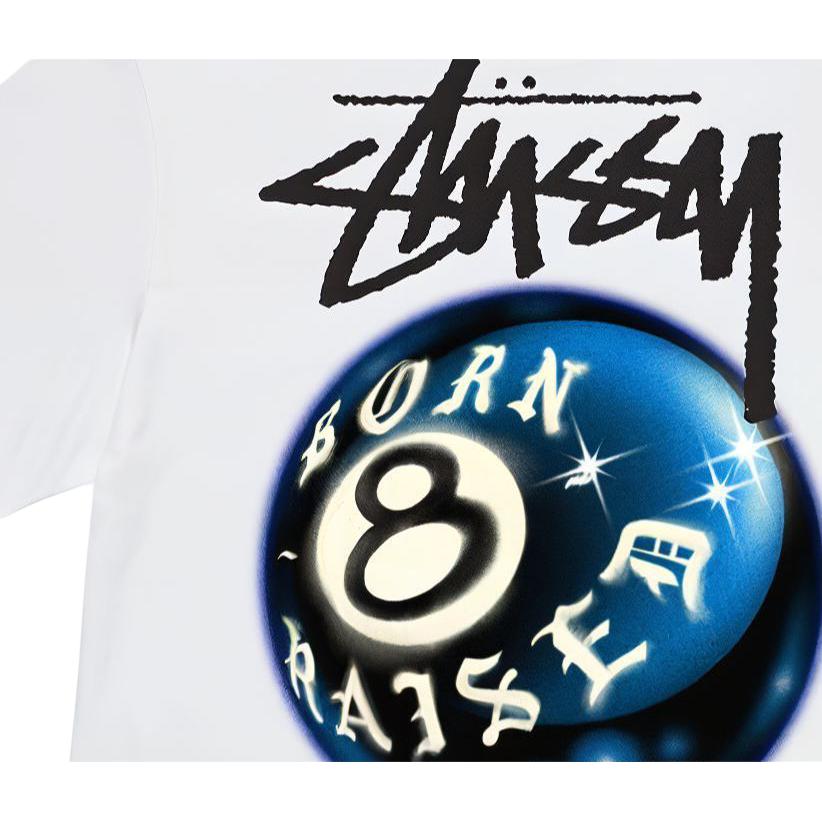 Stussy X Born X Raised Коллаборация Весна-Лето 23 Футболка 8 Мячей Унисекс Топы Черный Белый 3903852