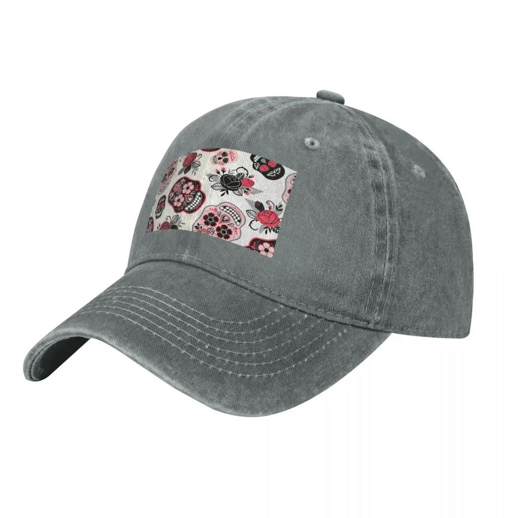 Day Of The Dead Skulls And Roses Baseball Caps Snapback Denim Fabric Hats Casquette Streetwear Baseball Cowboy Hat for Unisex