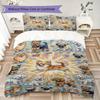Cute puppy Pattern Bedding uilt Set uilt Cover Pillowcase Home Decoration Birthday Gift (1 * duvet cover + 2 * pillowcase  without core)