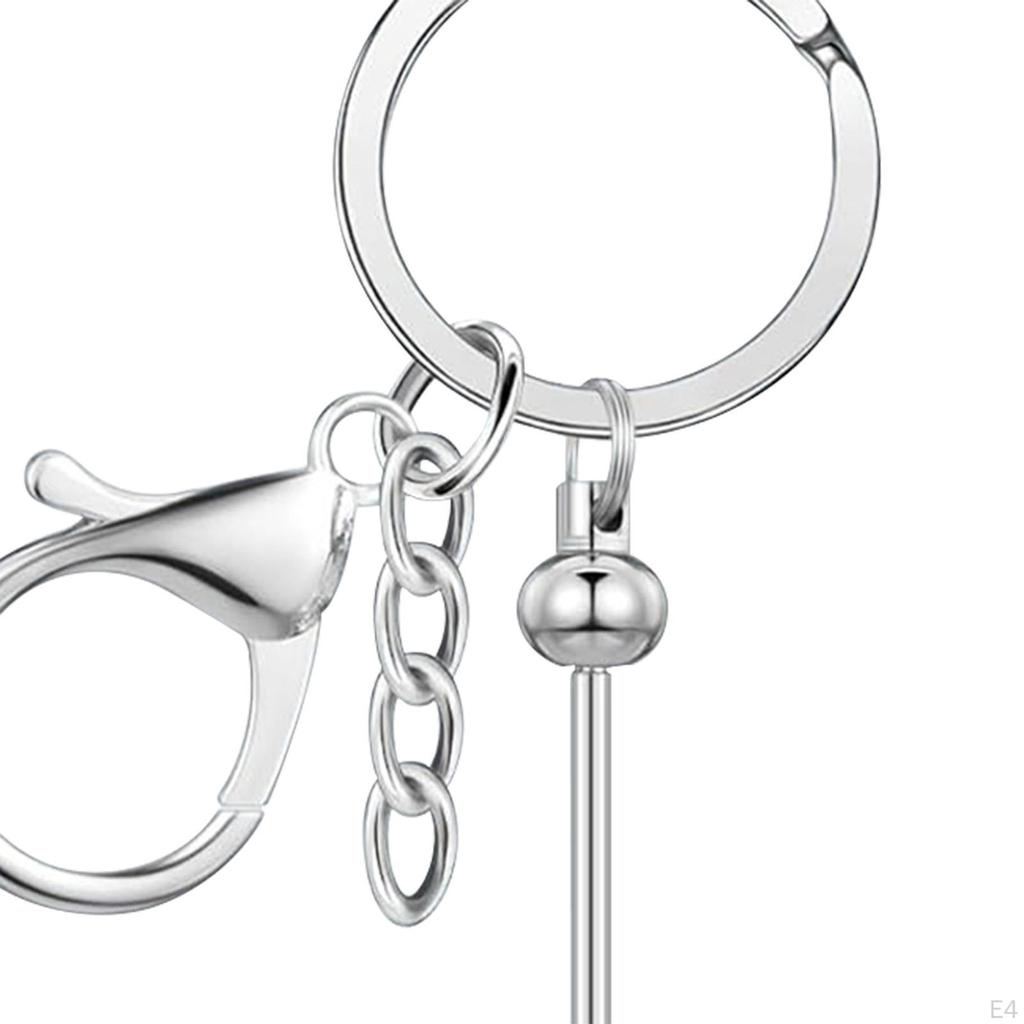 Beadable Keychain Bars Blank DIY Craft, Metal School Office Gift Kids Jewelry