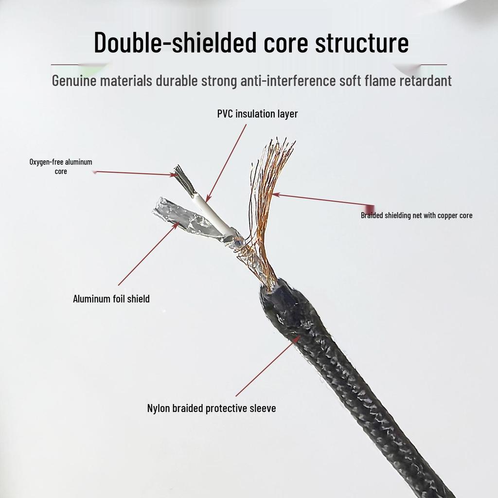Переходник-кабель 3,5 мм (папа) на 6,35 мм (мама), 30 см, с монтажным ушком, для аудиоконверсии.