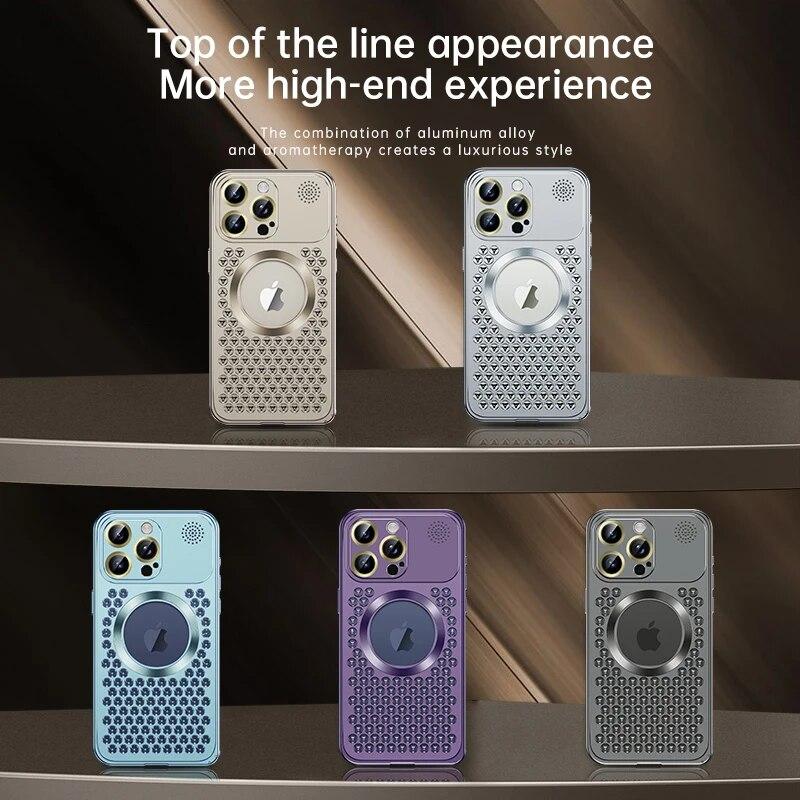 Металлический чехол для телефона с рассеиванием тепла для IPhone 14 Pro 15 Pro Max 14 15 Plus Magsafe, чехол для беспроводной зарядки, пленка для объектива, противоударный защитный чехол