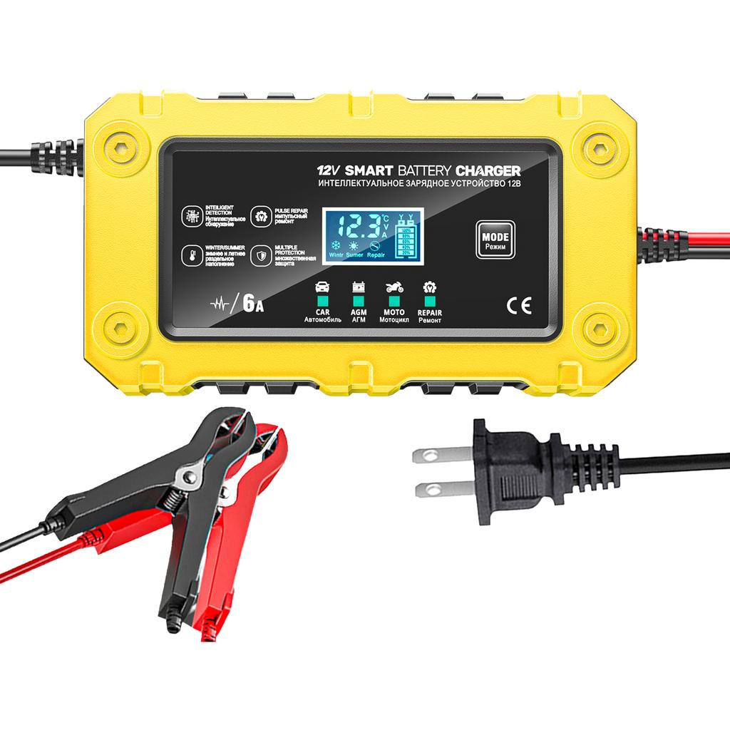 6A 12V Автомобильное зарядное устройство для аккумулятора, Поддерживающее зарядное устройство для Автомобилей, Мотоциклов, Свинцово-кислотных, AGM, GEL аккумуляторов