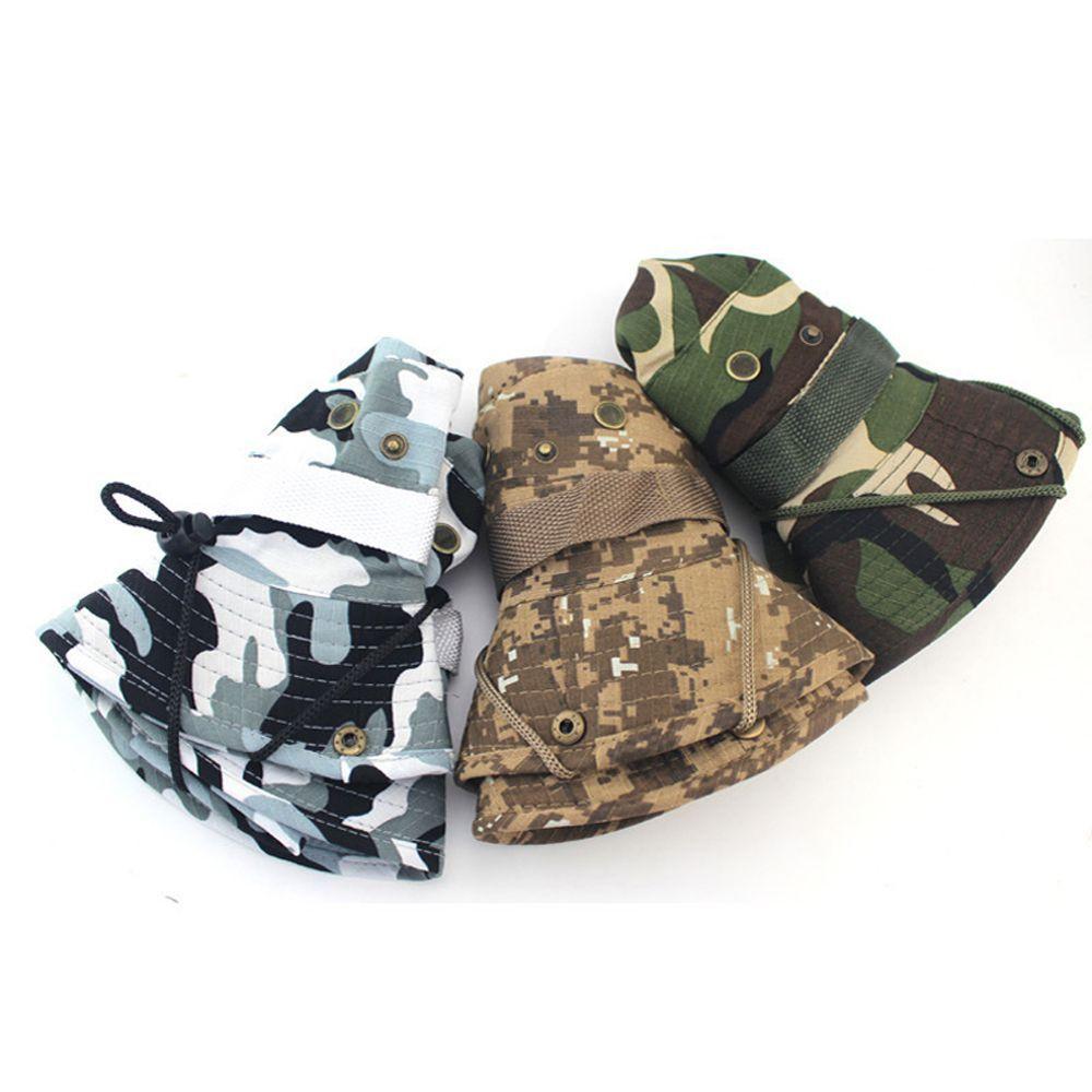 Men Unisex Wide Brim Bucket Hat Fishing Hiking Outdoor Cap Boonie Cap Sun Camo