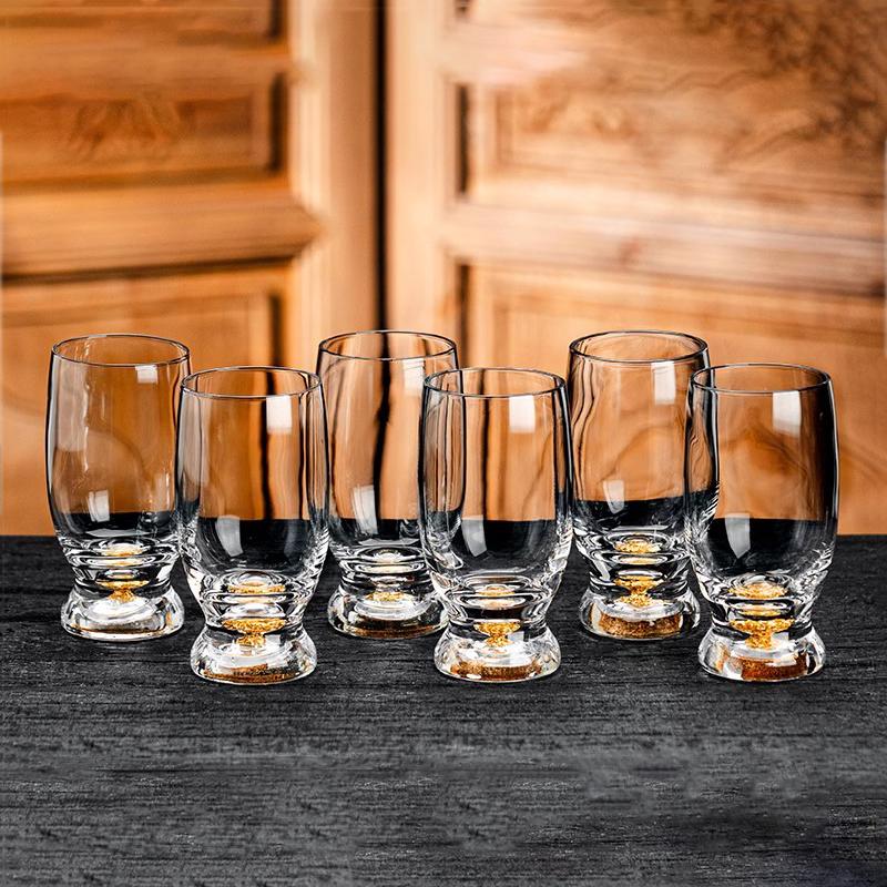 100 мл хрустальные ликерные бокалы набор из 2/4/6 шт виски водка рюмки бокалы для вина золотистое стекло спиртные напитки сакэ соджу бренди чайная чашка